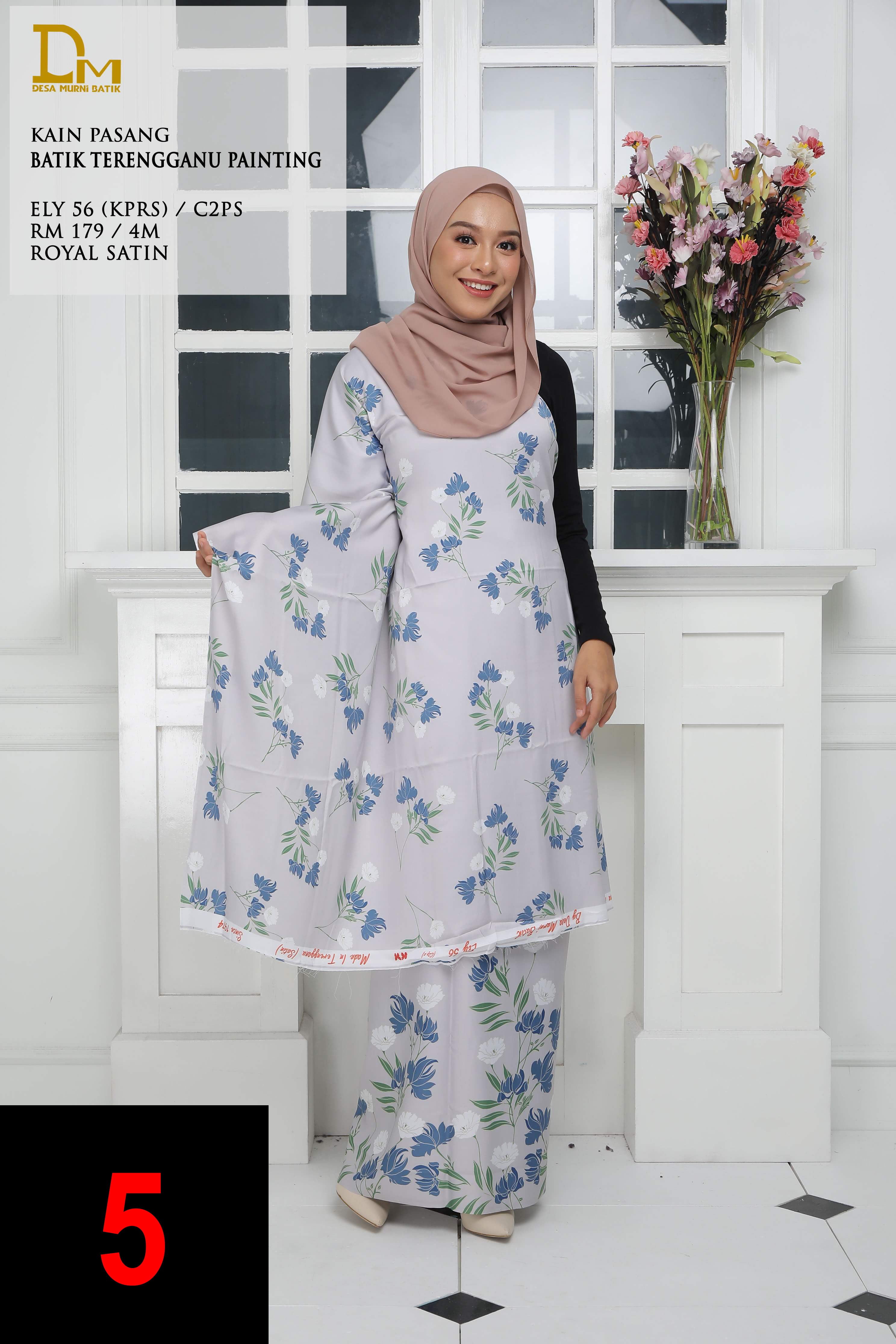 BATIK TERENGGANU PAINTING ROYAL SATIN ELY 56