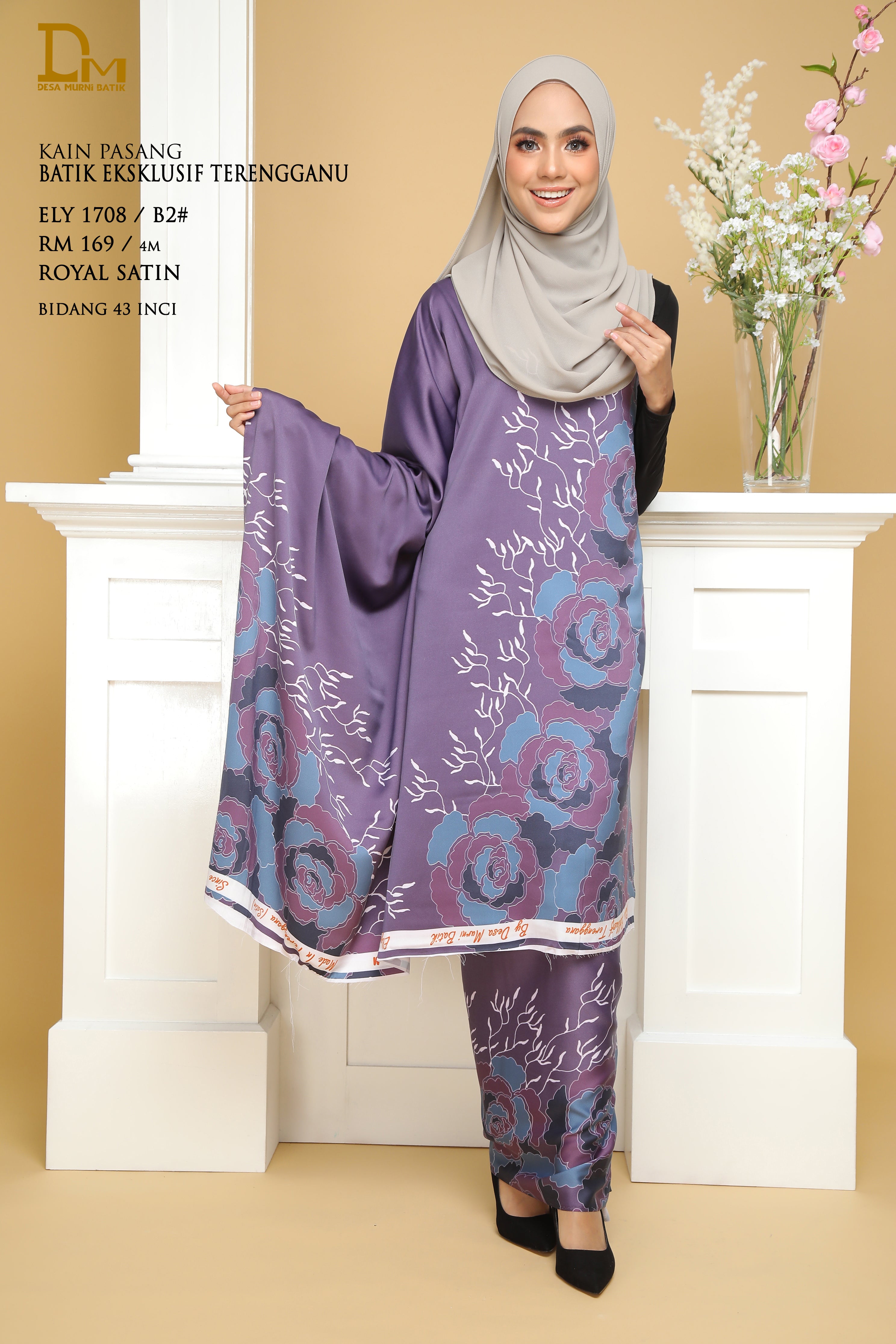BATIK EKSKLUSIF TERENGGANU ROYAL SATIN ELY 1708