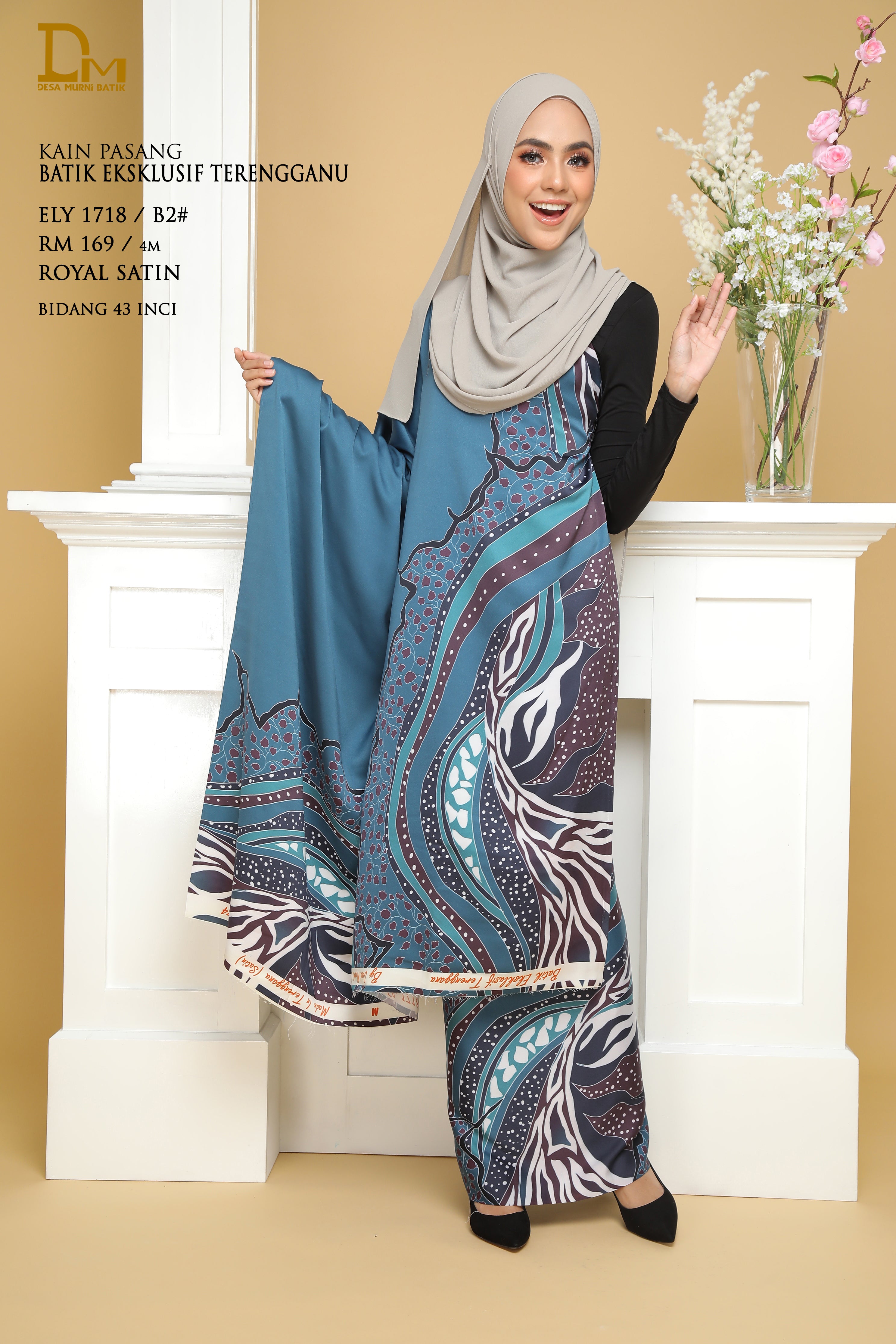 BATIK EKSKLUSIF TERENGGANU ROYAL SATIN ELY 1718