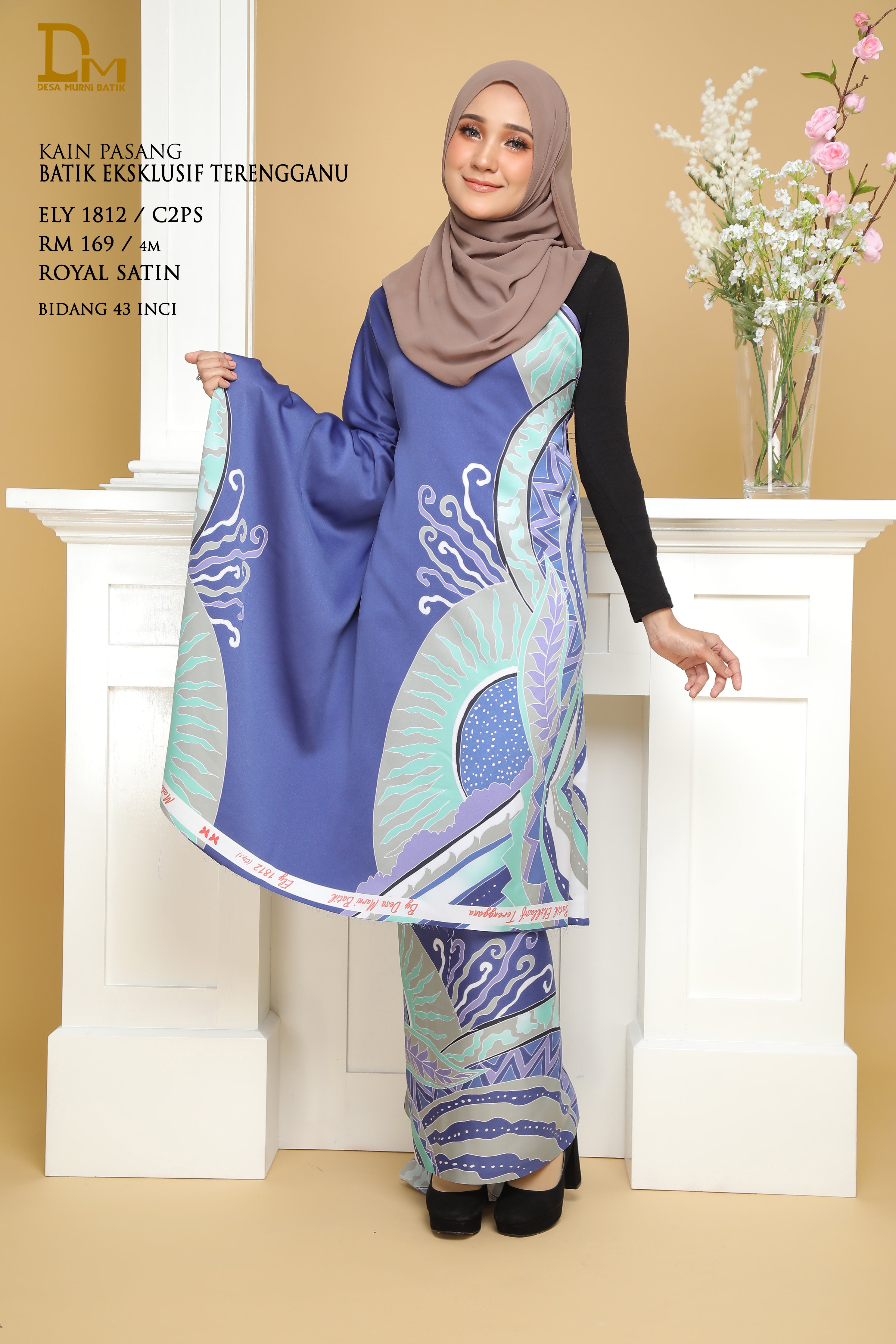 BATIK EKSKLUSIF TERENGGANU ROYAL SATIN ELY 1812