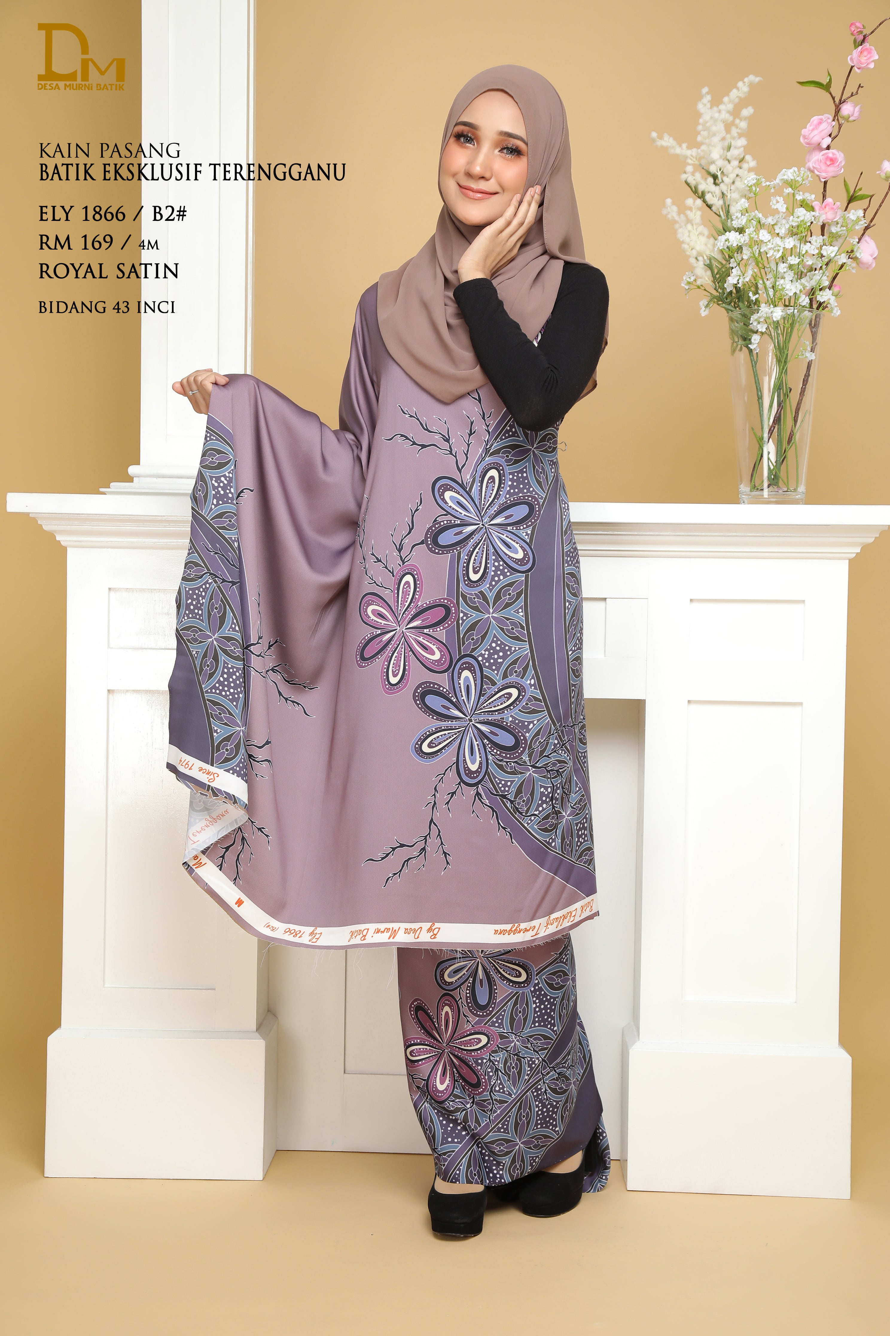 BATIK EKSKLUSIF TERENGGANU ROYAL SATIN ELY 1866