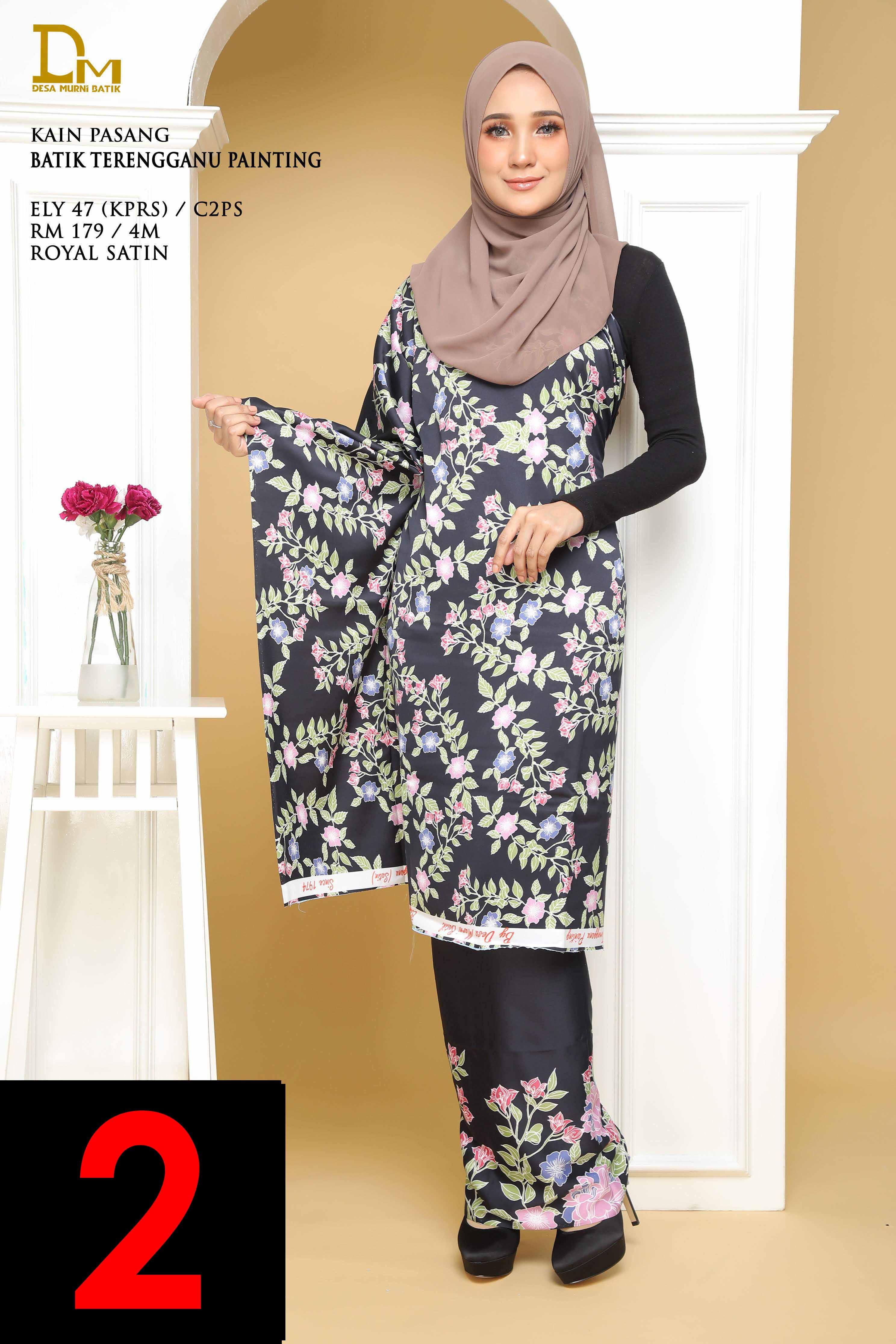 BATIK TERENGGANU PAINTING ROYAL SATIN ELY 47