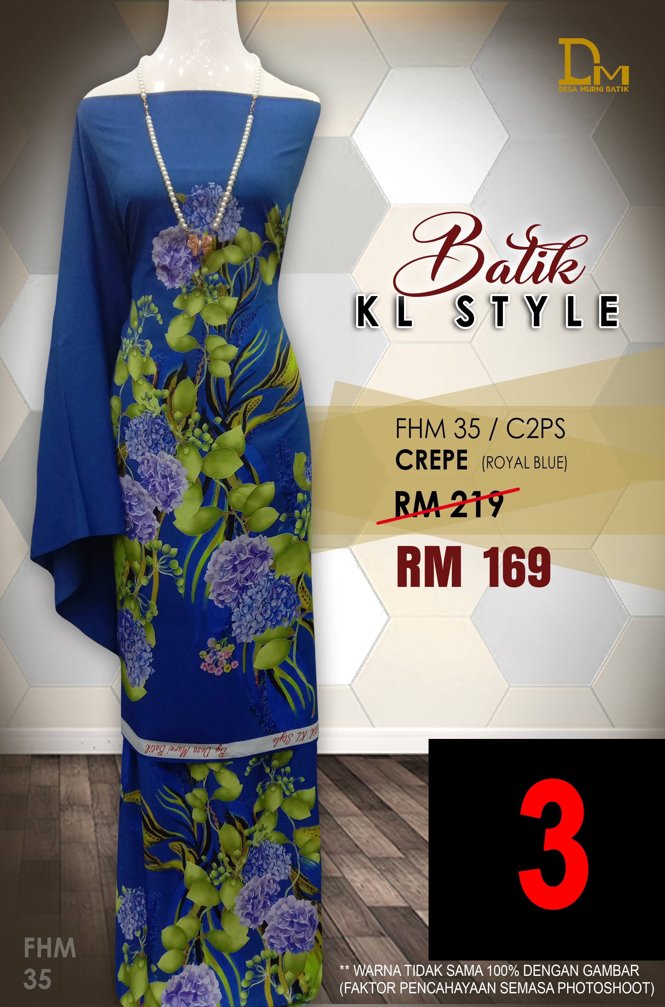 BATIK KL STYLE CREPE FHM 35 ROYAL BLUE