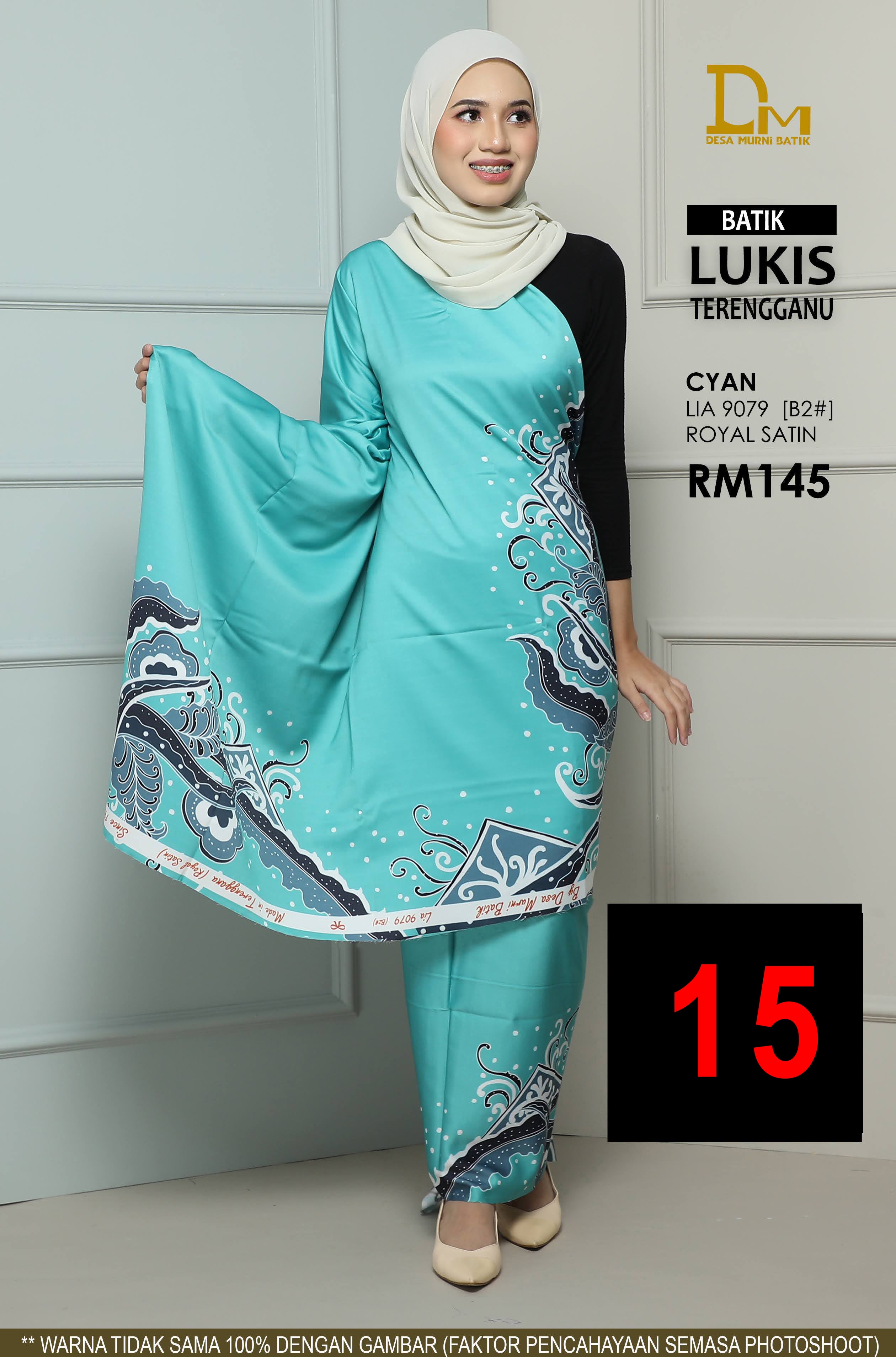 BATIK LUKIS TERENGGANU ROYAL SATIN LIA 9079 CYAN