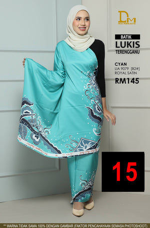 BATIK LUKIS TERENGGANU ROYAL SATIN LIA 9079 CYAN