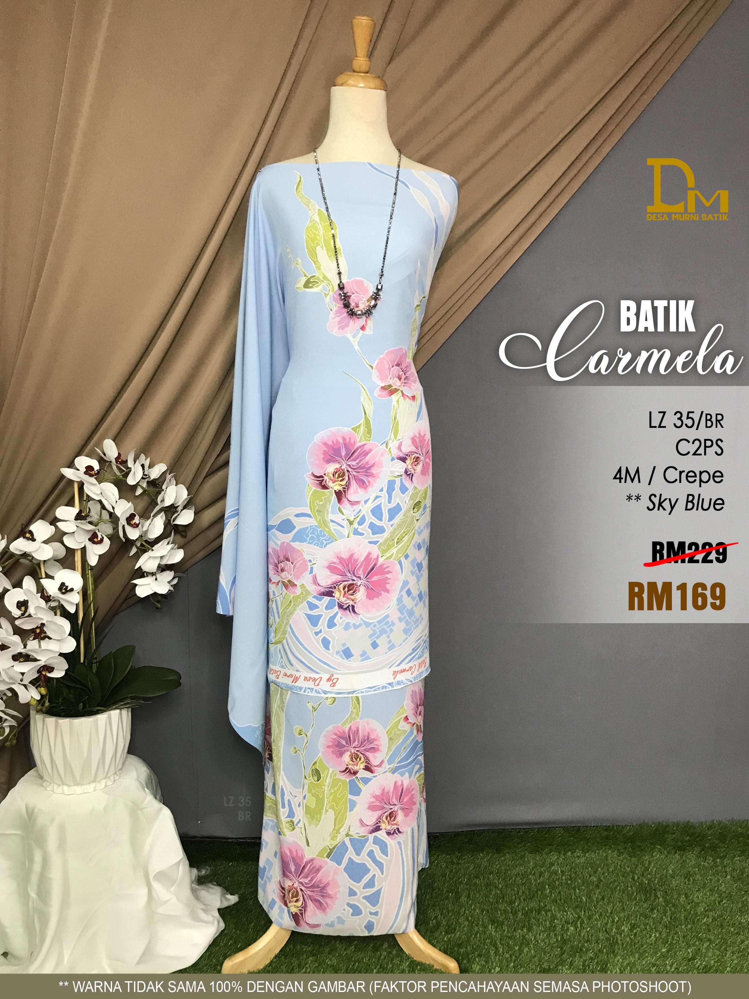 BATIK CARMELA LZ 35 CREPE SKY BLUE