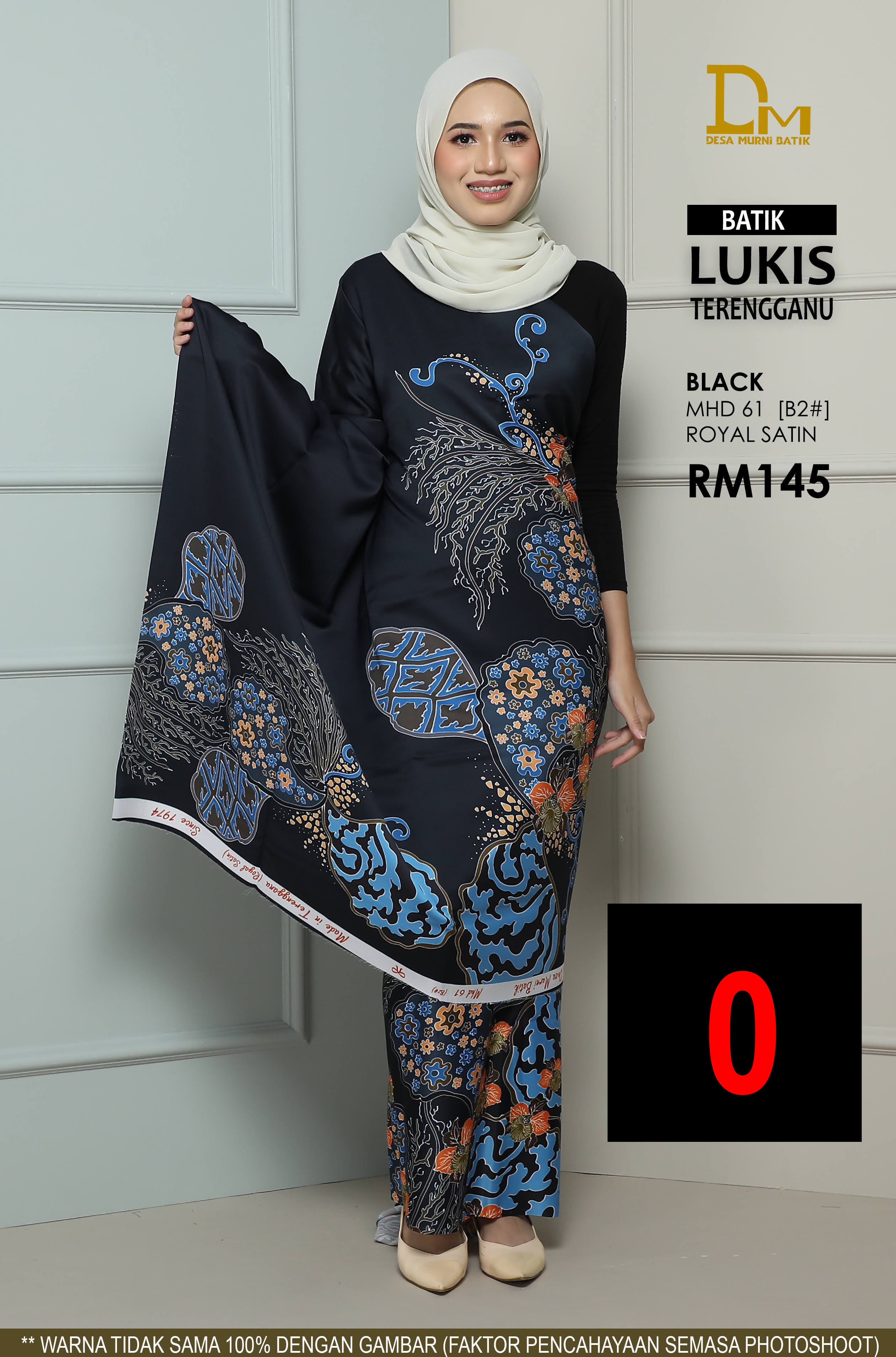 BATIK LUKIS TERENGGANU ROYAL SATIN MHD 61 BLACK
