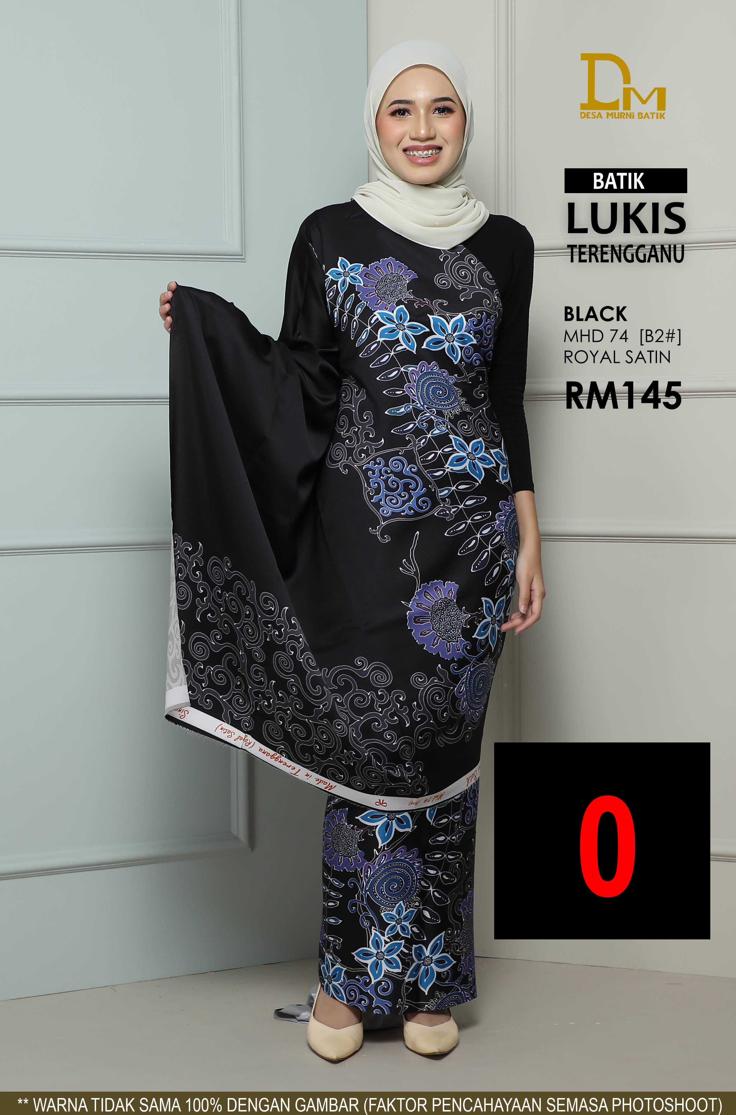 BATIK LUKIS TERENGGANU ROYAL SATIN MHD 74 BLACK