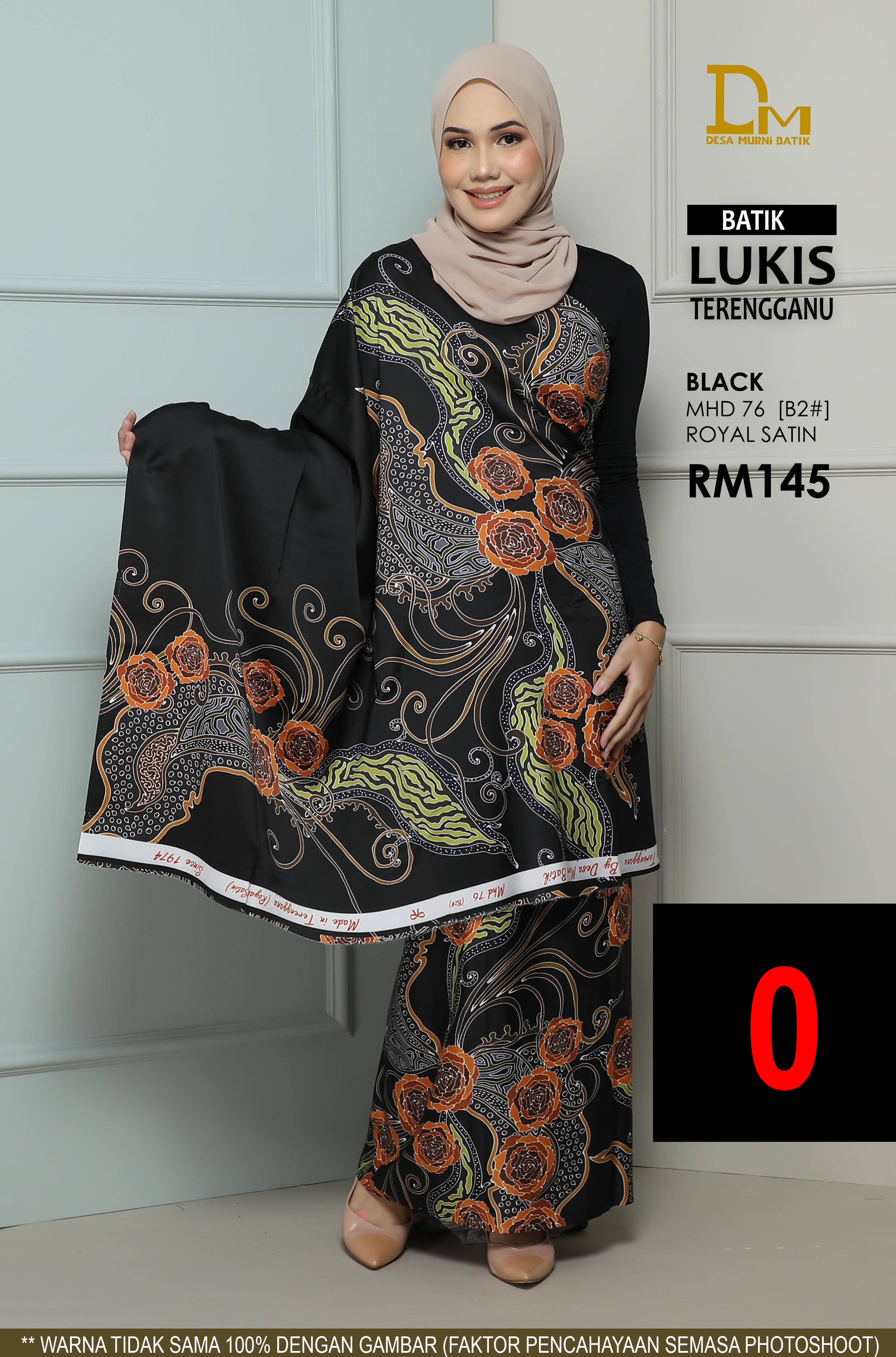 BATIK LUKIS TERENGGANU ROYAL SATIN MHD 76 BLACK