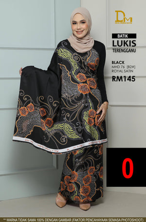 BATIK LUKIS TERENGGANU ROYAL SATIN MHD 76 BLACK