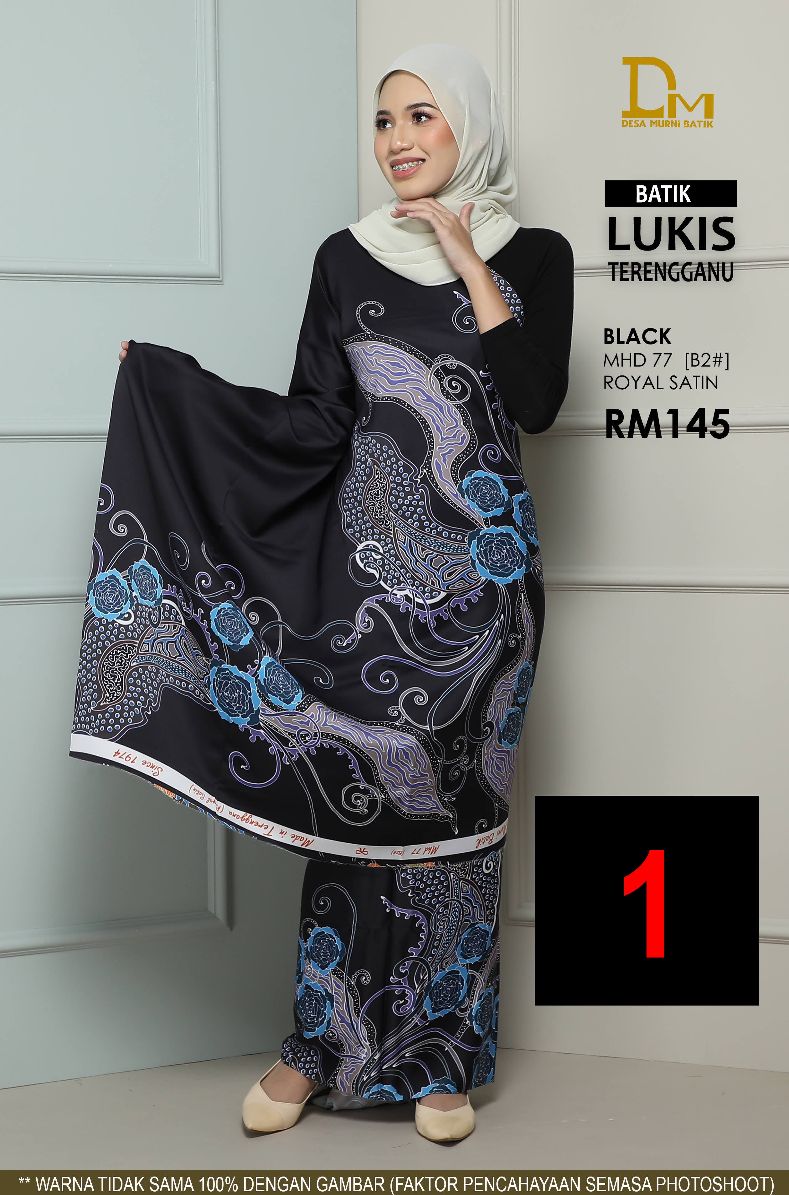 BATIK LUKIS TERENGGANU ROYAL SATIN MHD 77 BLACK