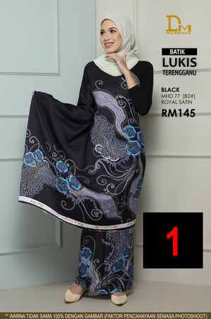 BATIK LUKIS TERENGGANU ROYAL SATIN MHD 77 BLACK
