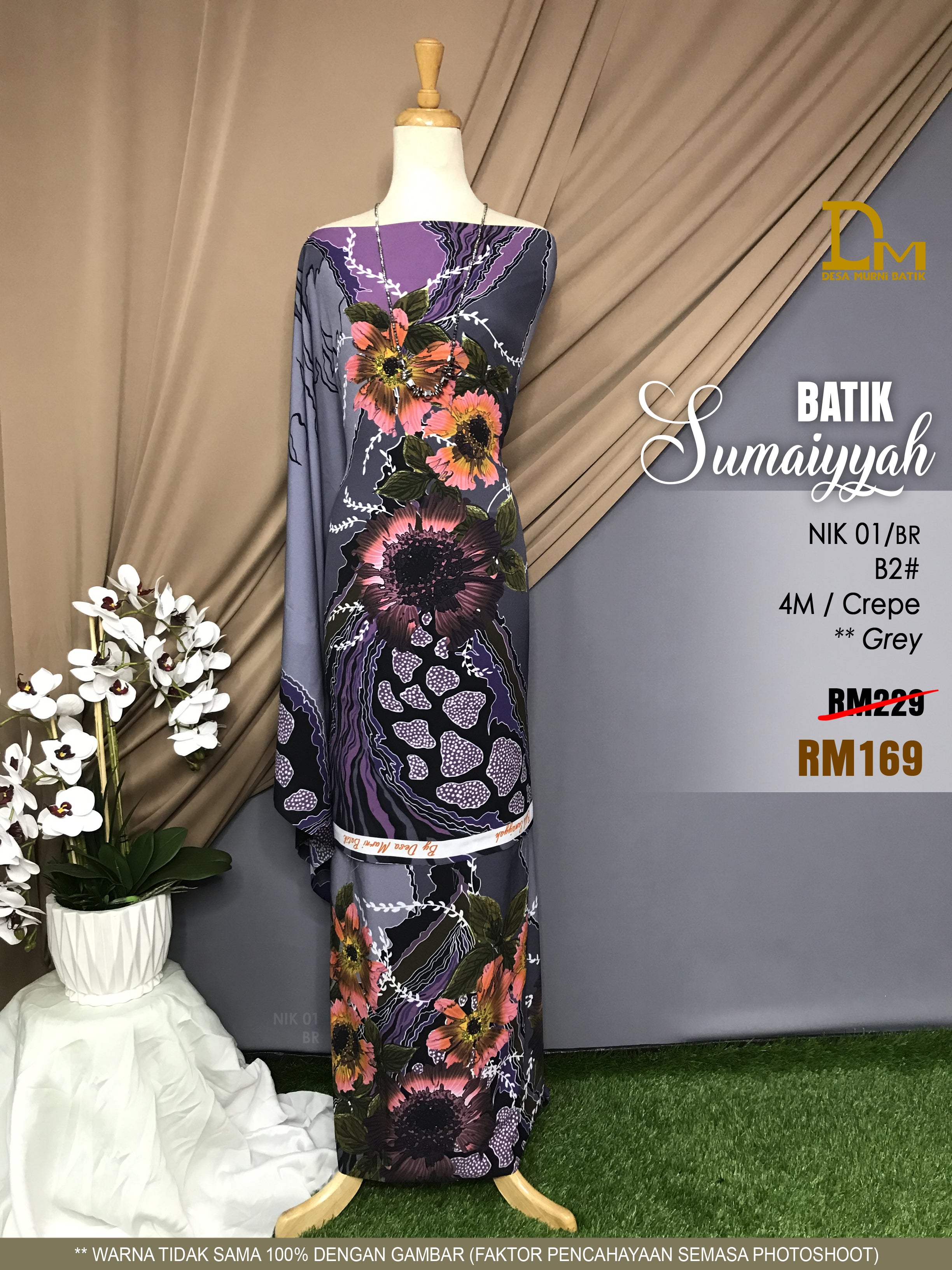 BATIK SUMAIYYAH NIK 01 CREPE DARK GREY
