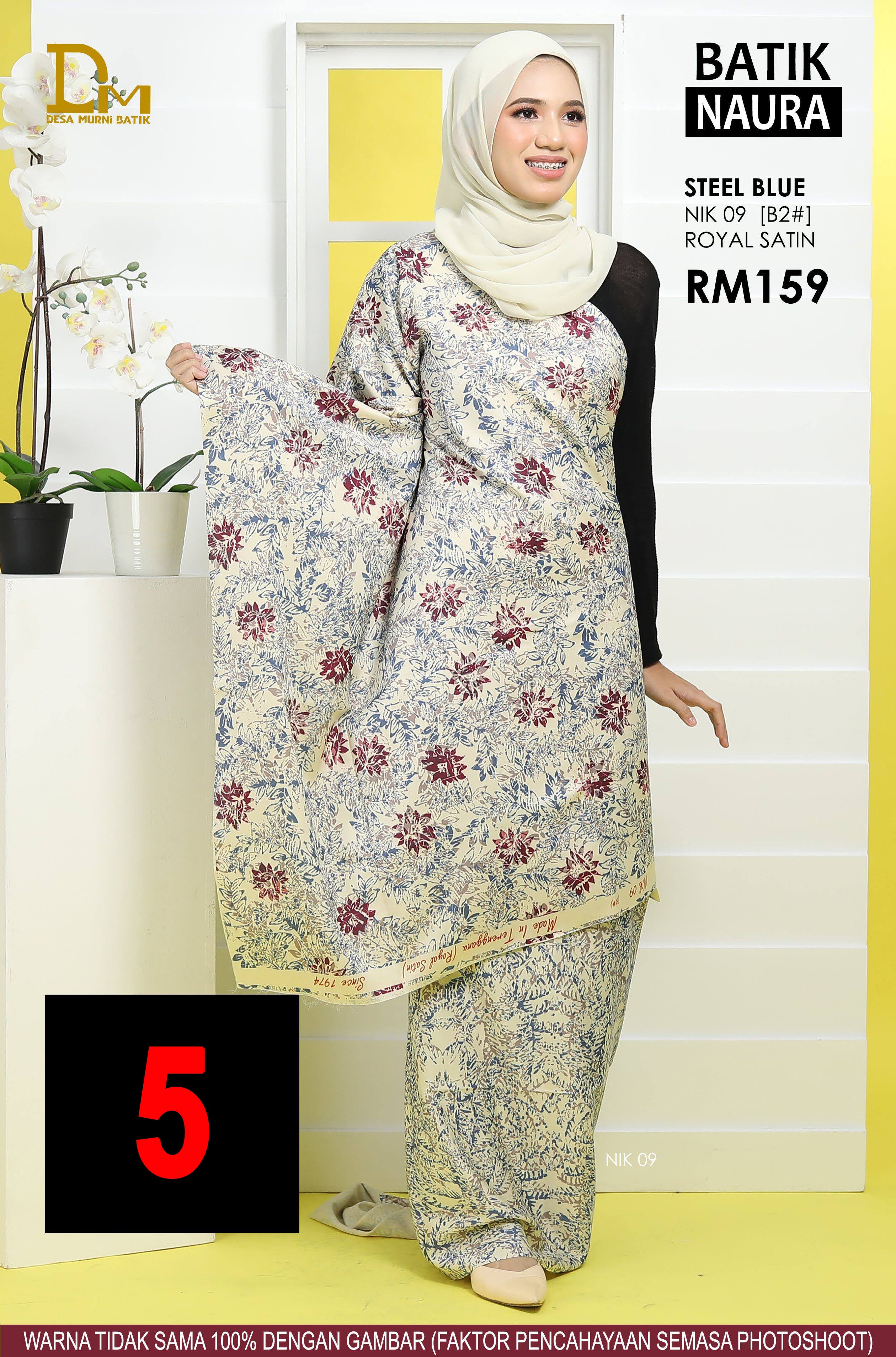 BATIK NAURA ROYAL SATIN NIK 09 STEEL BLUE