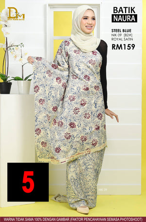 BATIK NAURA ROYAL SATIN NIK 09 STEEL BLUE