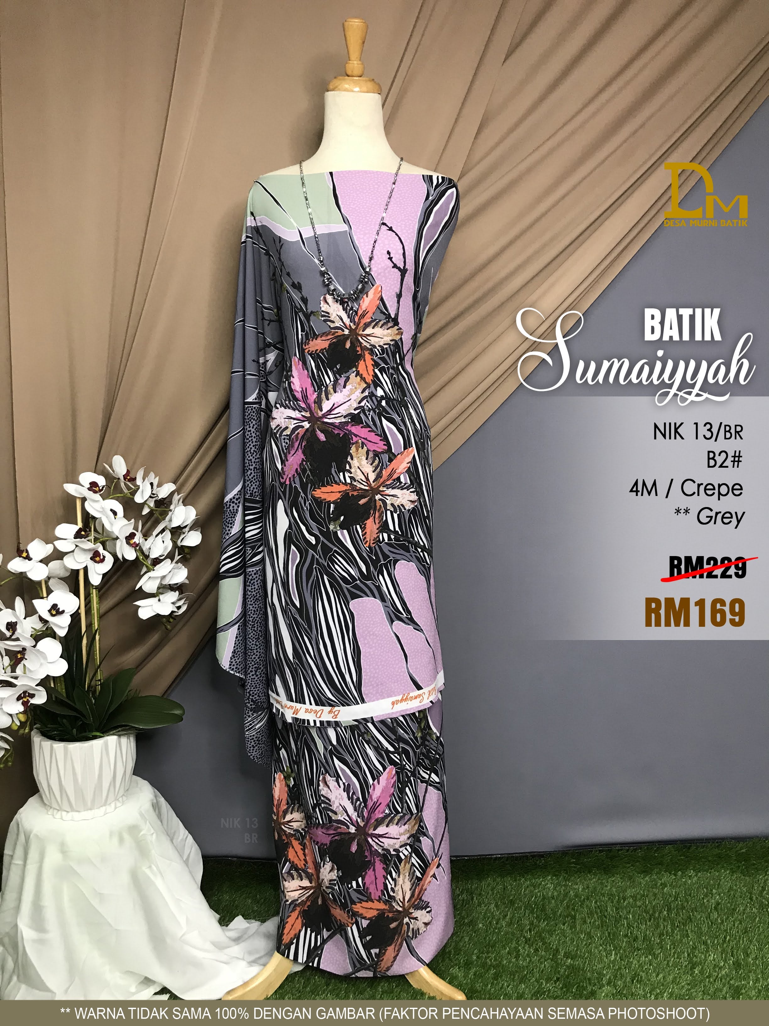 BATIK SUMAIYYAH NIK 13 CREPE GREY