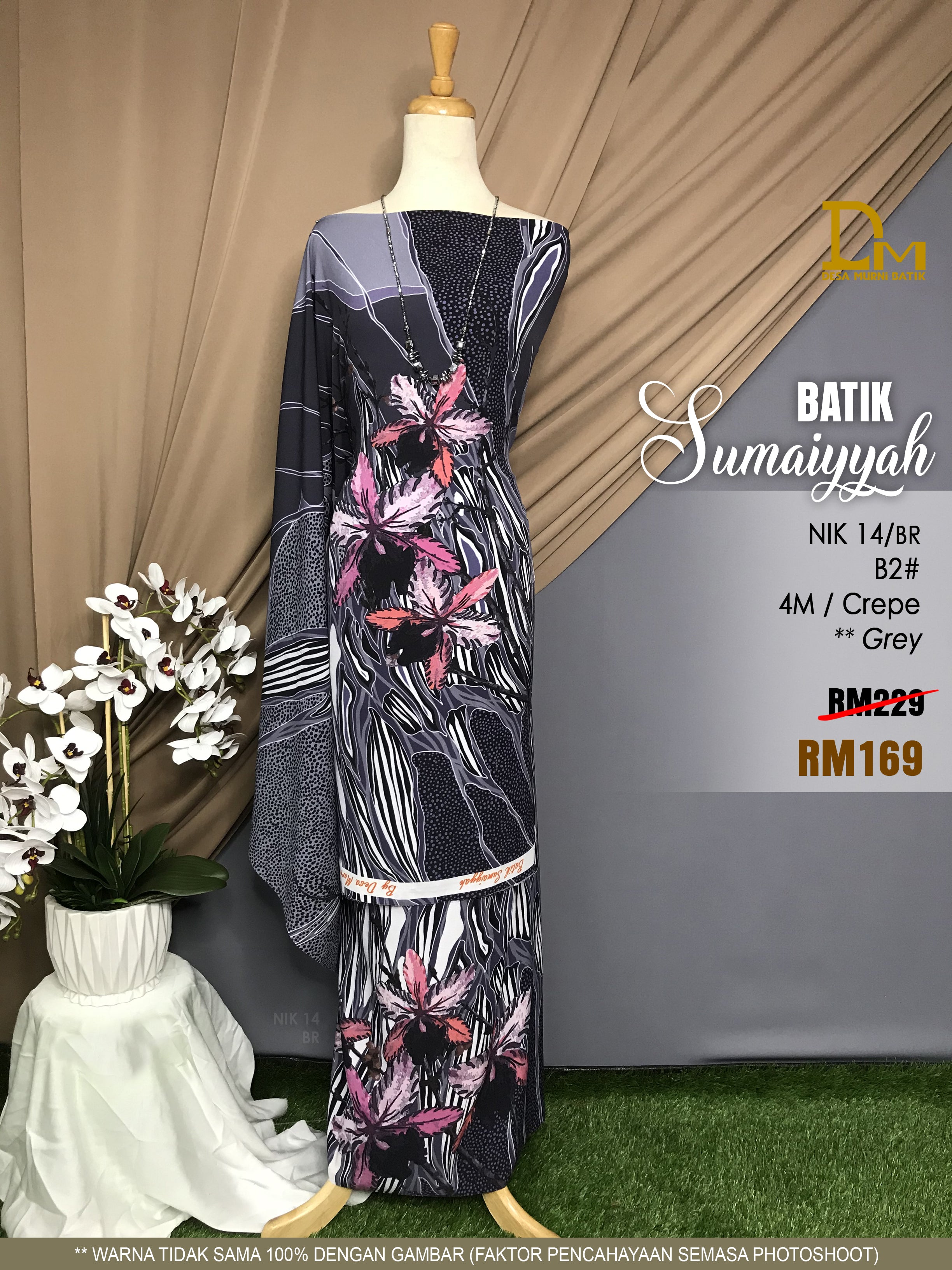 BATIK SUMAIYYAH NIK 14 CREPE GREY