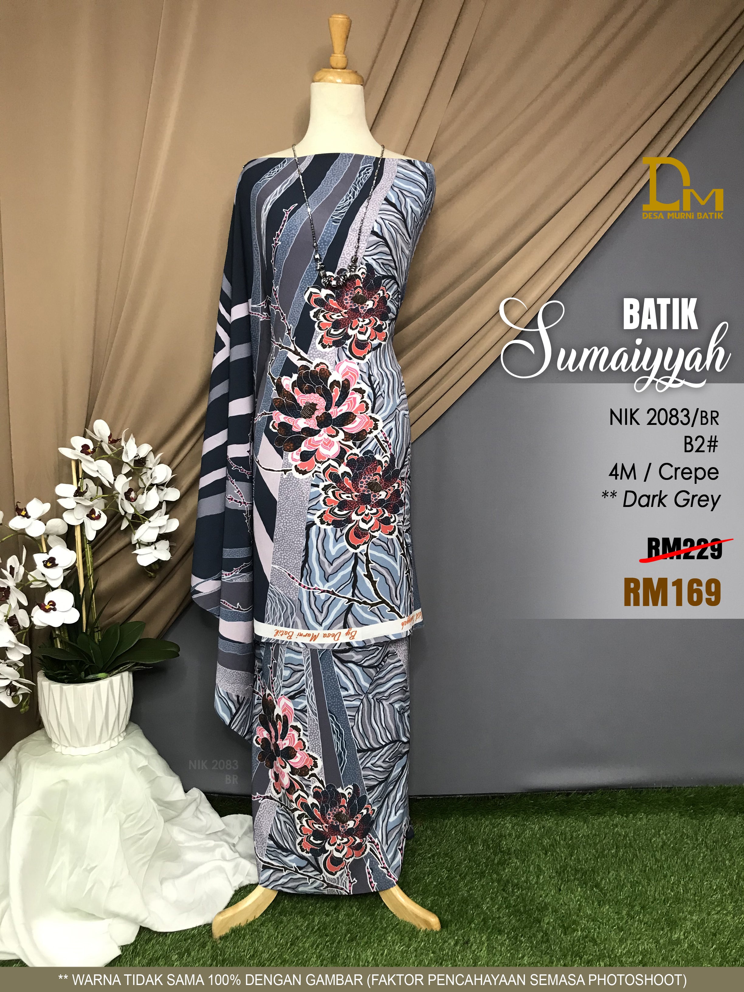 BATIK SUMAIYYAH NIK 2083 CREPE DARK GREY