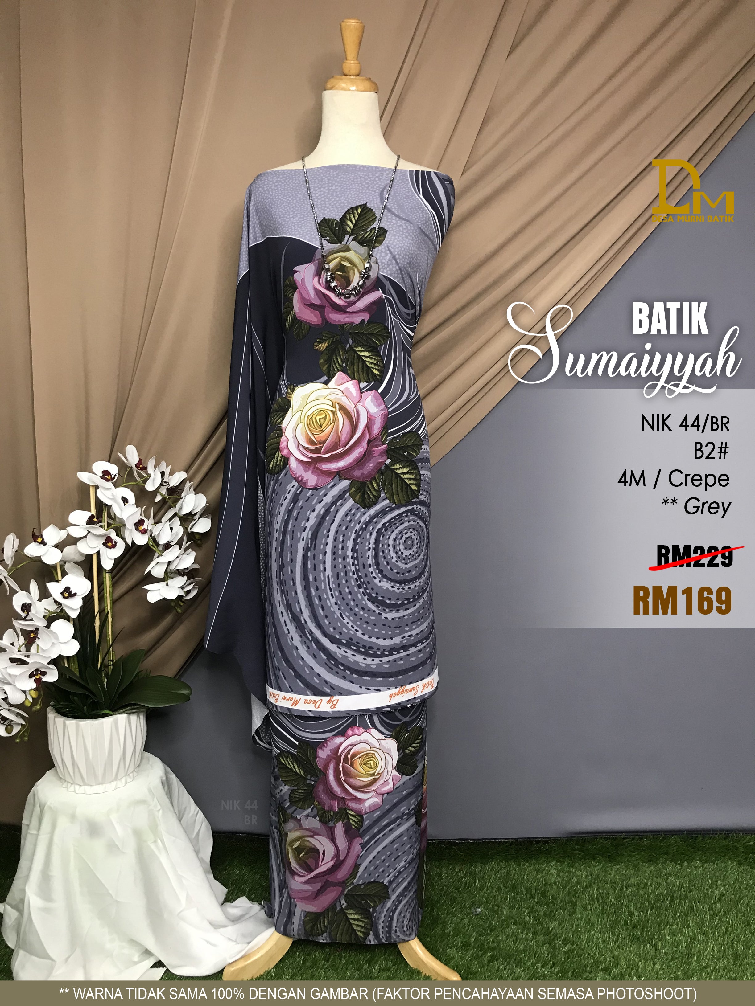 BATIK SUMAIYYAH NIK 44 CREPE GREY