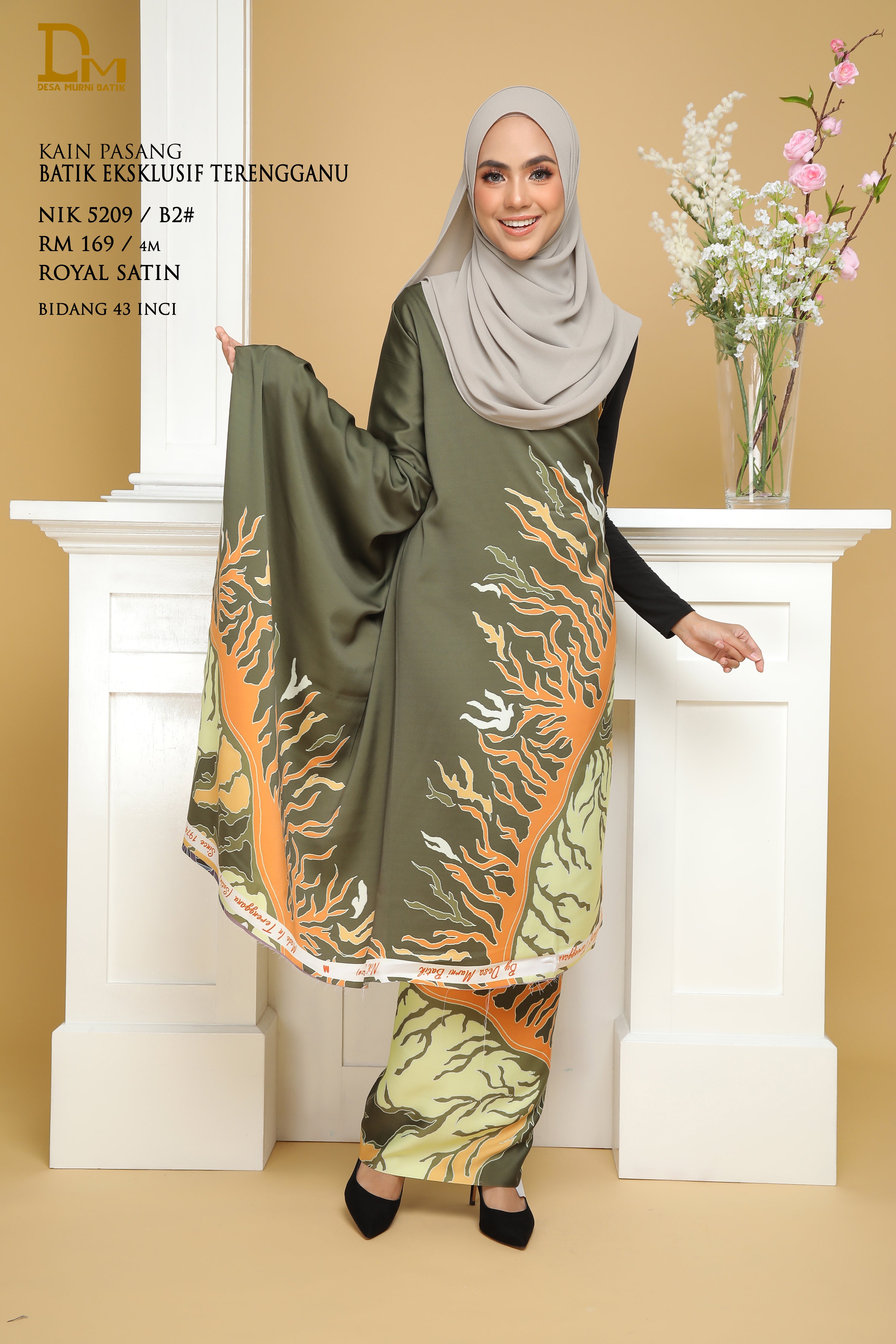 BATIK EKSKLUSIF TERENGGANU ROYAL SATIN NIK 5209