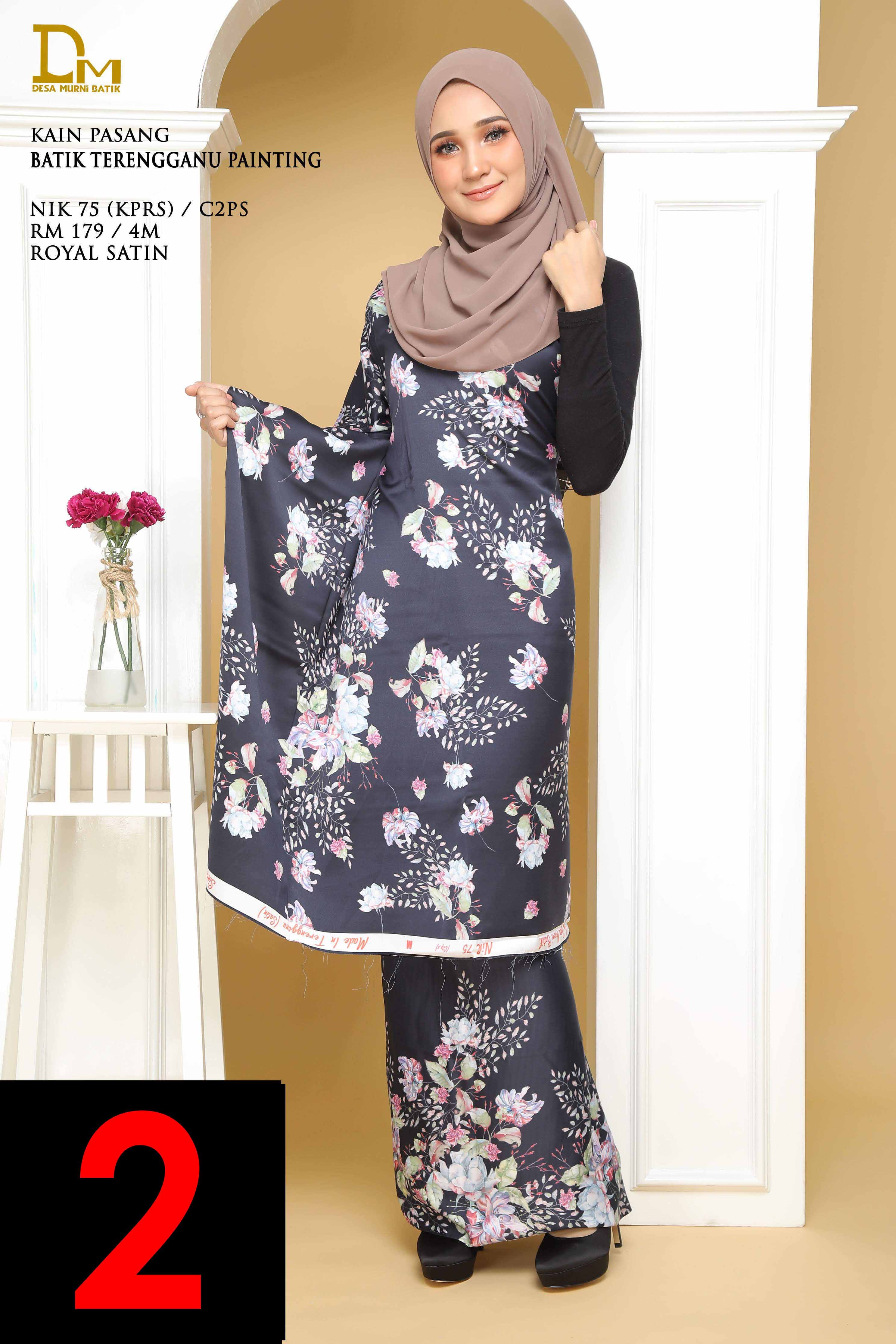 BATIK TERENGGANU PAINTING ROYAL SATIN NIK 75