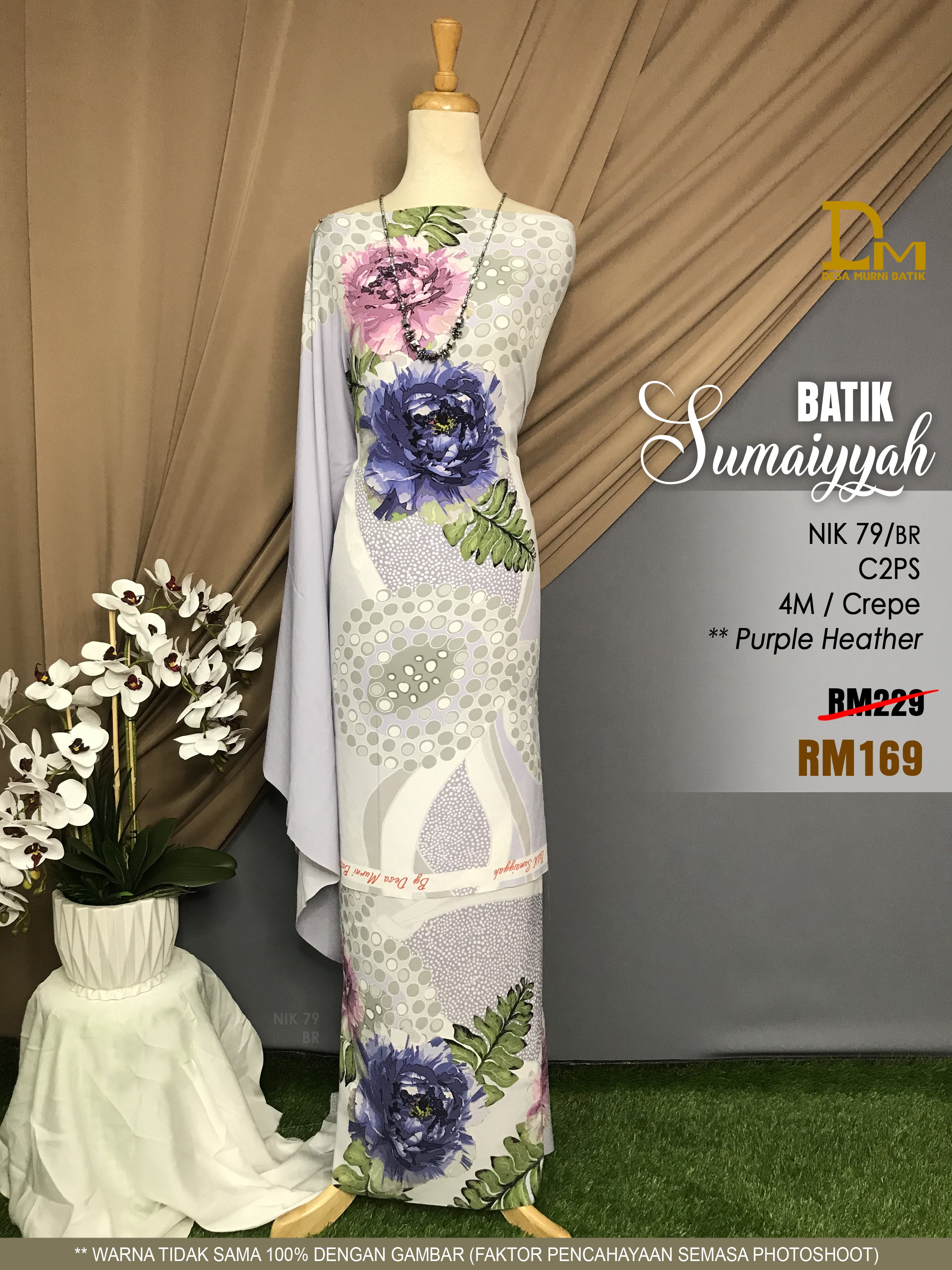 BATIK SUMAIYYAH NIK 79 CREPE PURPLE HEATHER