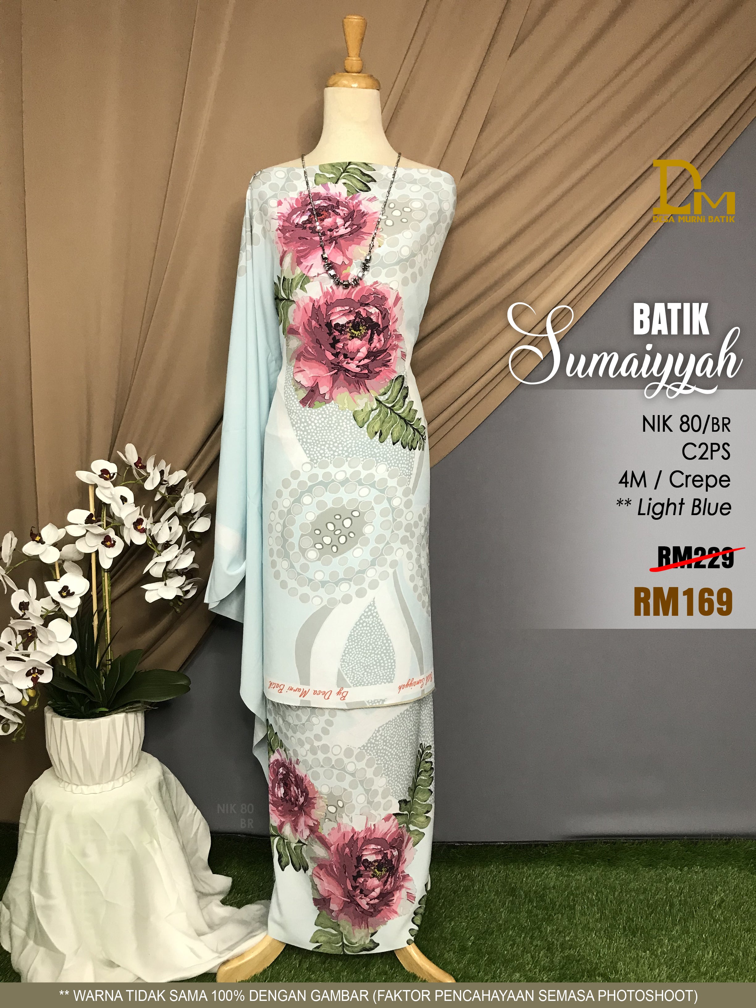 BATIK SUMAIYYAH NIK 80 CREPE LIGHT BLUE