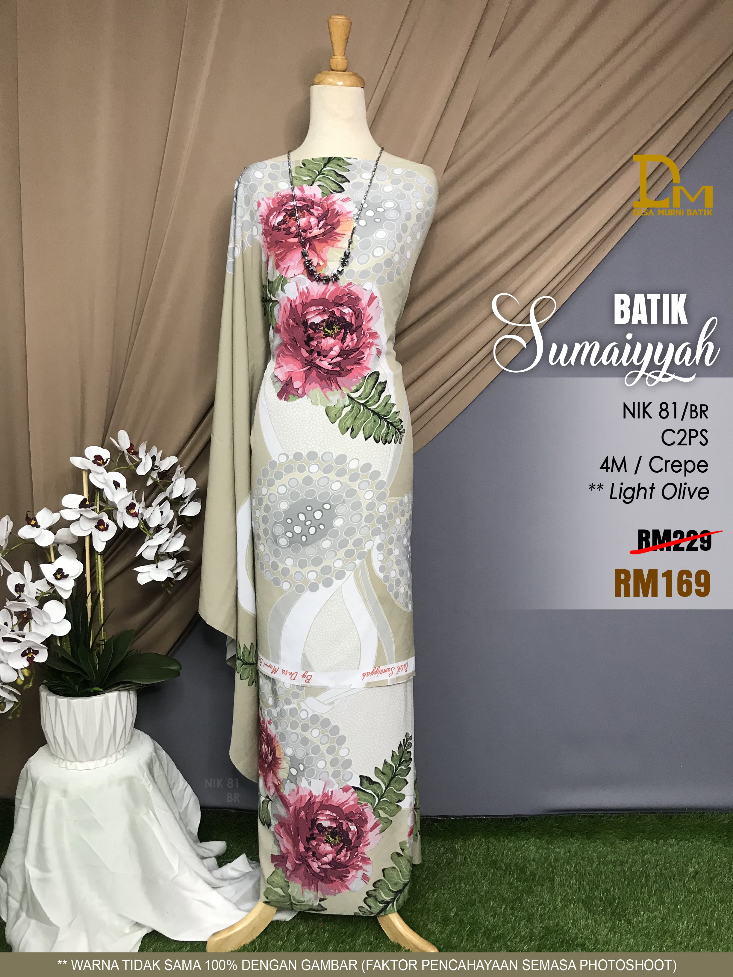 BATIK SUMAIYYAH NIK 81 CREPE LIGHT OLIVE