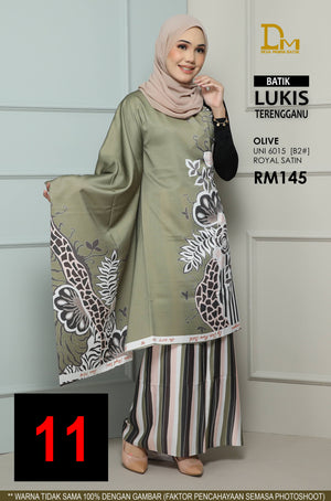 BATIK LUKIS TERENGGANU ROYAL SATIN UNI 6015 OLIVE