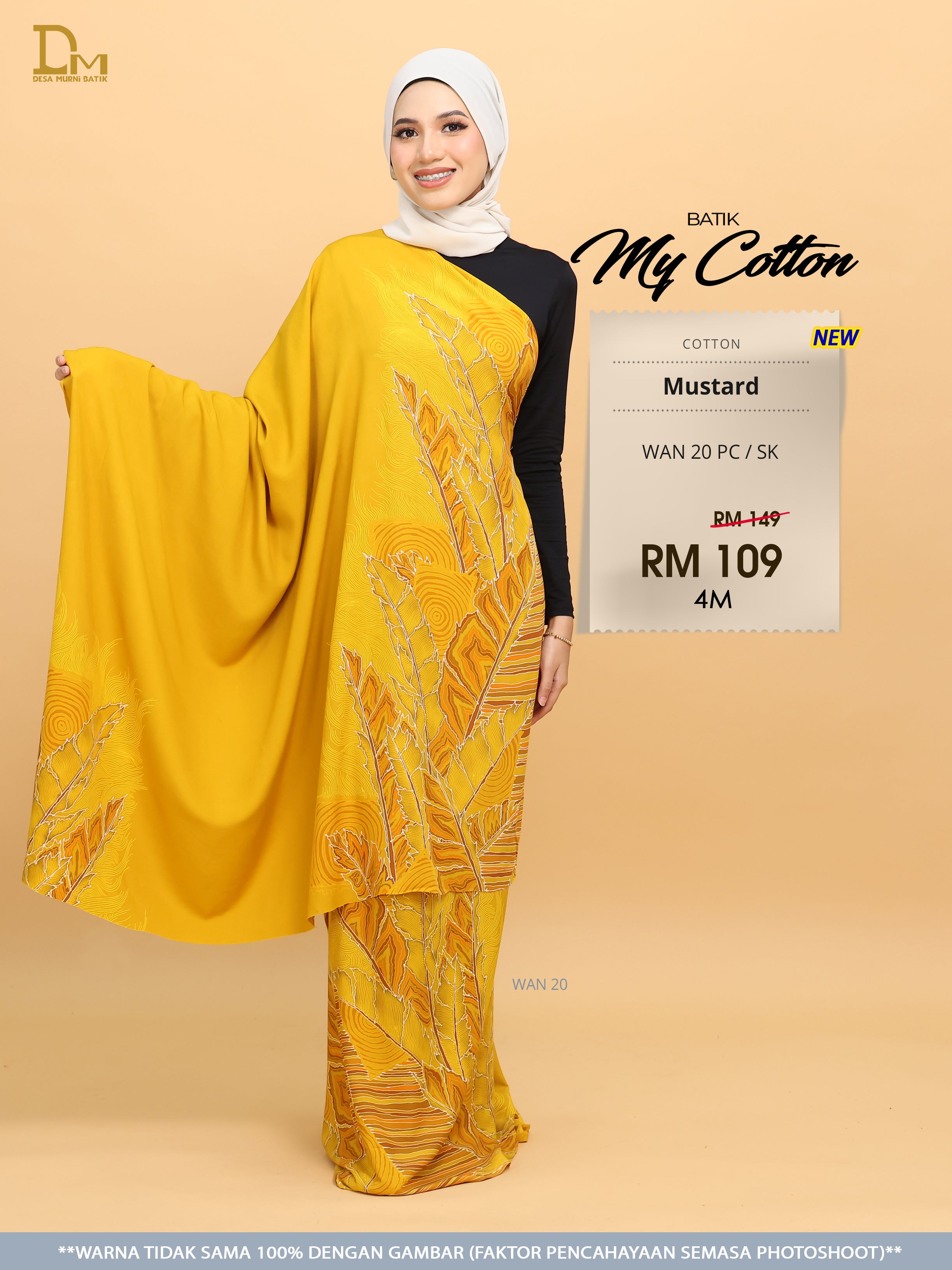 BATIK MY COTTON WAN 20 PC / SK MUSTARD