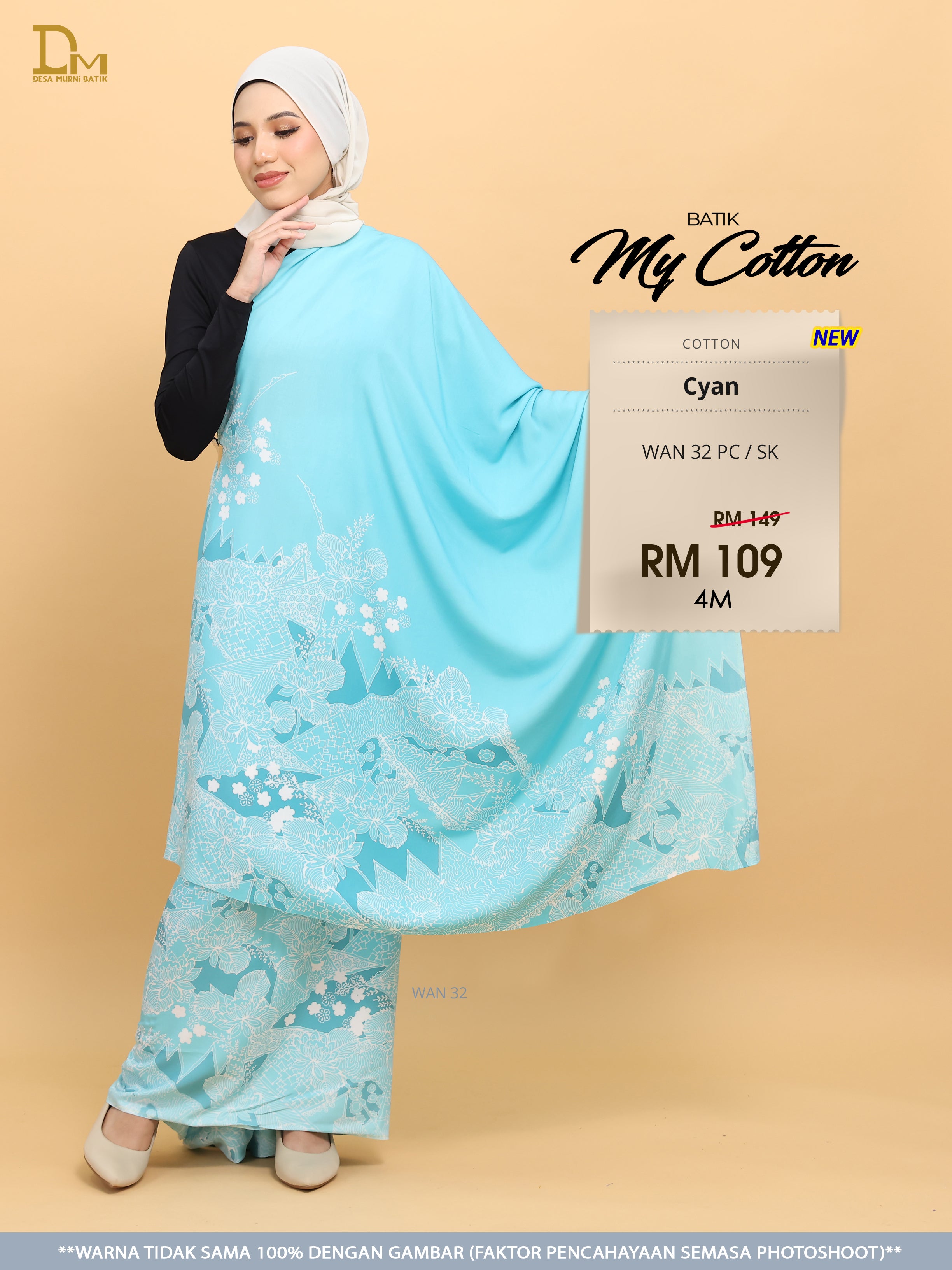 BATIK MY COTTON WAN 32 PC / SK CYAN