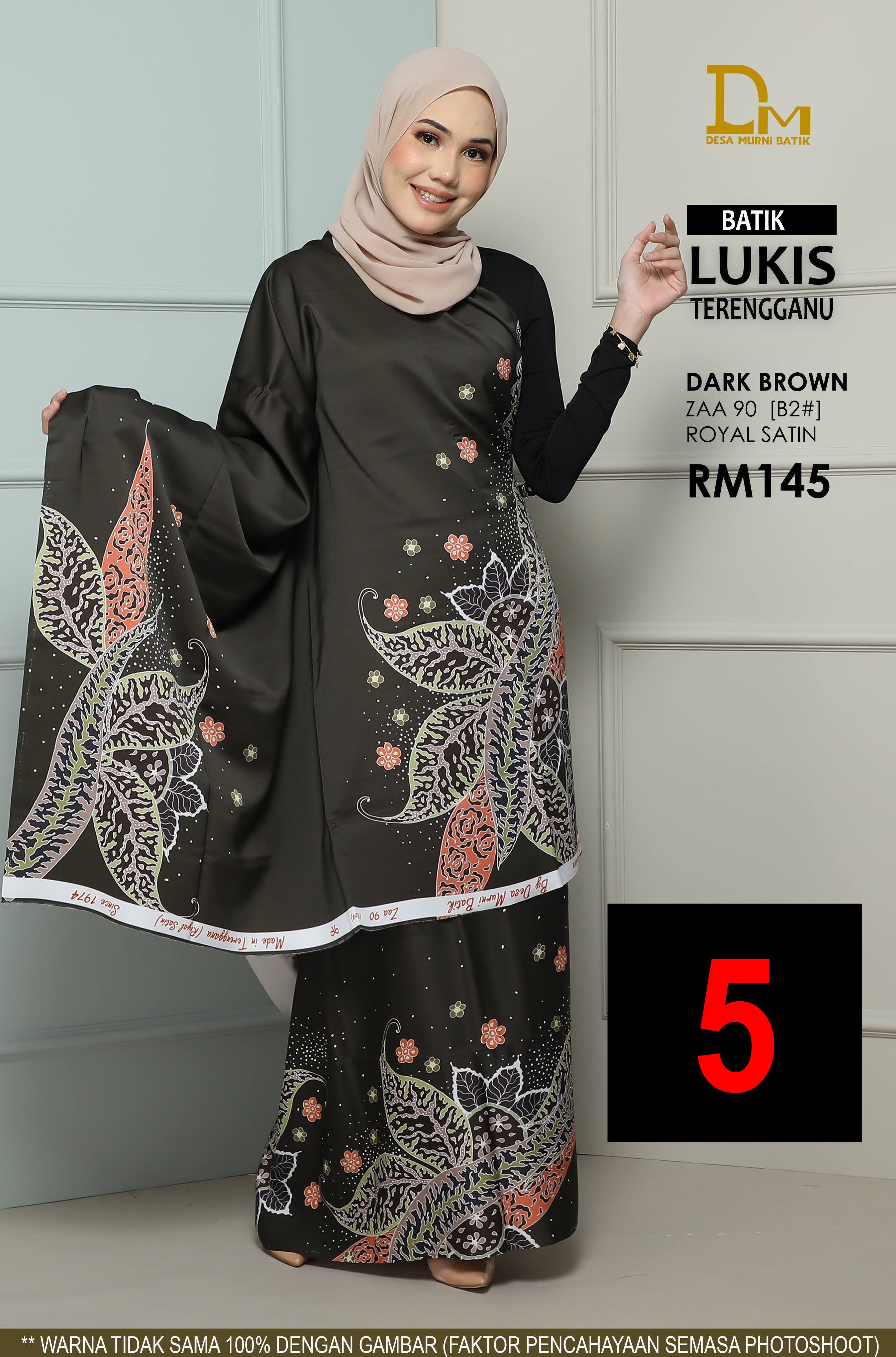 BATIK LUKIS TERENGGANU ROYAL SATIN ZAA 90 DARK BROWN